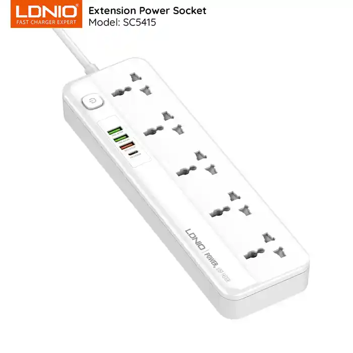 LDNIO SC5415 Power Strips 5 Way Outlet with USB Ports Universal Extension Power Socket